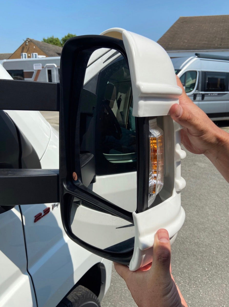 White Mirror Cover Protectors Ducato Boxer Citroen For 2007+ Short Arm Mirrors